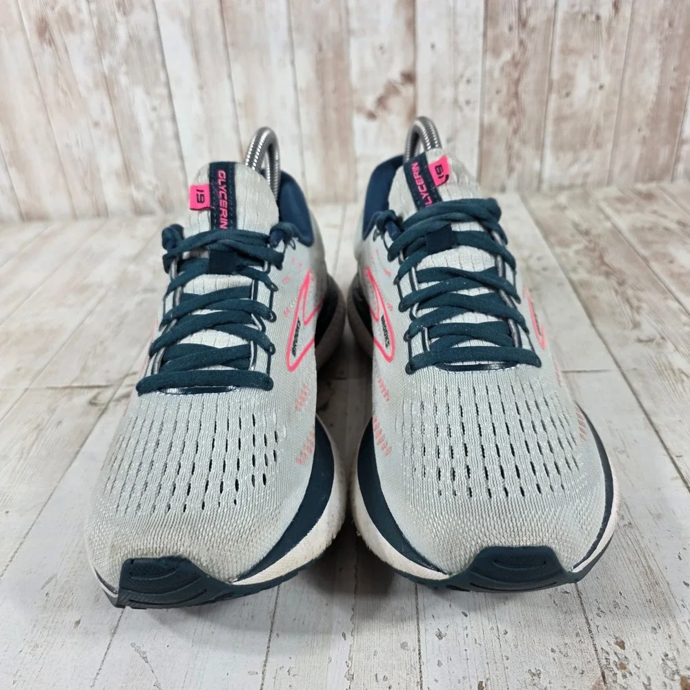 Brooks Glycerin 19 Womens Running Shoes Grey Navy Pink 1203431B110 Size 8.5 B